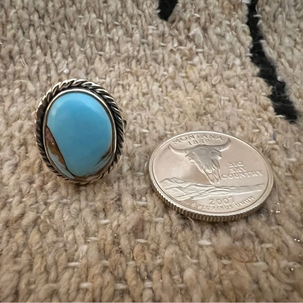 ❤️ Cotton Candy Kingman Turquoise 925 Navajo Southwestern Size 6.75 Ring 6.3 Gm